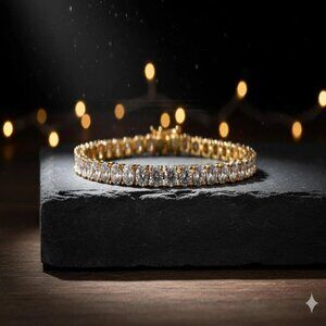 Diamond Tennis Bracelet, Exquisite Tennis Chain Inlaid with Synthetic Zircona